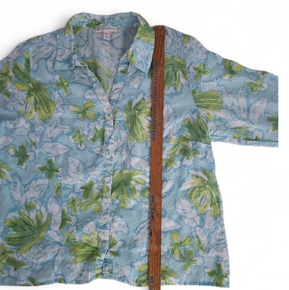 JM Collection 100% Linen Floral Button Front Shirt Women’s Plus 18W Resortwear - Picture 13 of 16